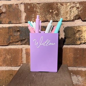 Purple Pen Holder - Personalized Pencil Holder - Gift for Friend - Cute Office Pen Holder - Girly Office Organizer