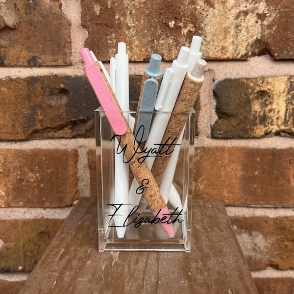 Pen Holder for Wedding - Personalized Guest Book Pen Holder - Wedding Day Decor - Personalized Pen Holder - Wedding Pen Holder - Last Names