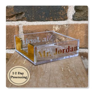 Post It Note Holder - Gold Desk Organization - Sticky Note Holder - Teacher Desk Gift - Personalized Gift for Male Teacher - Memo Holder