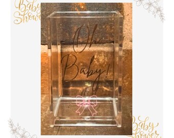Baby Shower Guestbook Pen Holder, "Oh Baby" Theme, Bow Baby Shower
