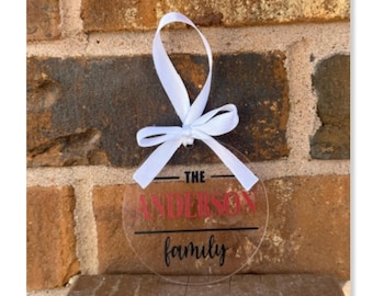 Family Ornament, Custom Name, First Christmas in New Home Gift