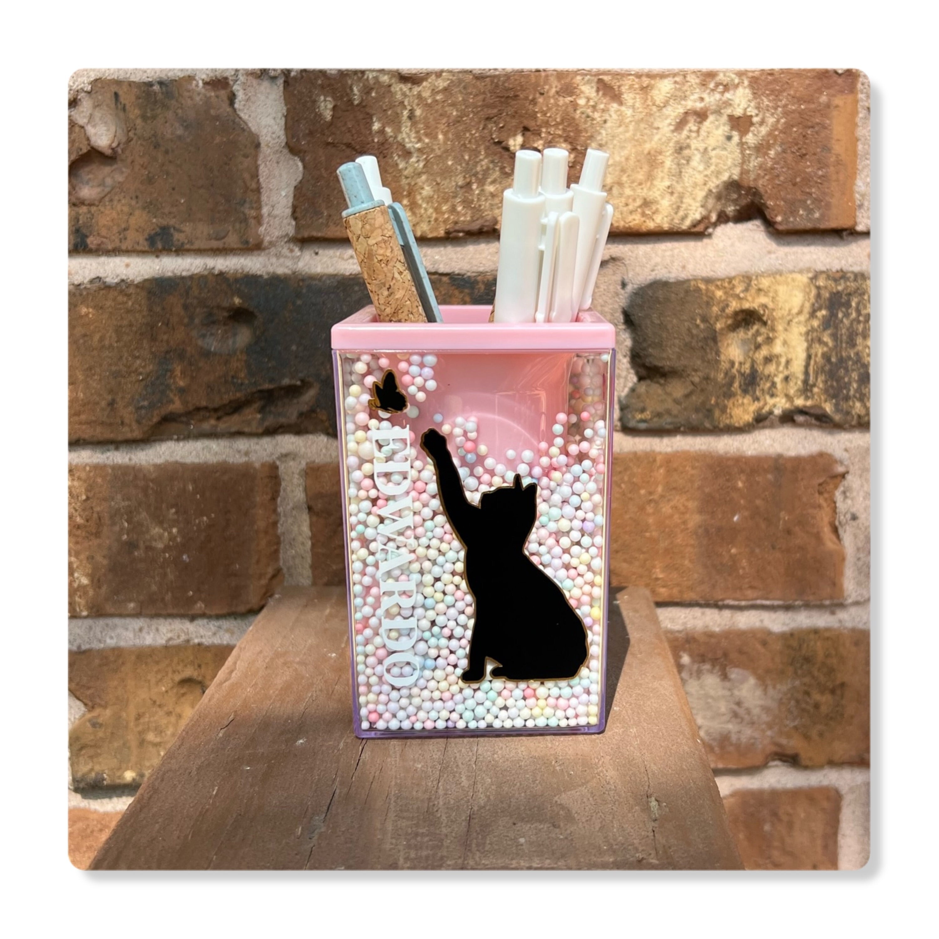 Personalized Pen Holder Cat Pen Holder Cat Name Pen Holder Pencil