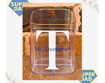Personalized Monogram Pen Holder, Men's Desk Organizer, Father's Day Gift