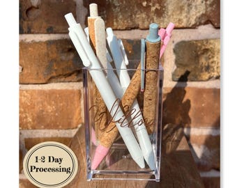 Rose Gold Pen Holder - Rose Gold Personalized Name Pencil Holder - Pink Office - Rose Gold Desk Decor - Gift for Women's Office - Rose Gold