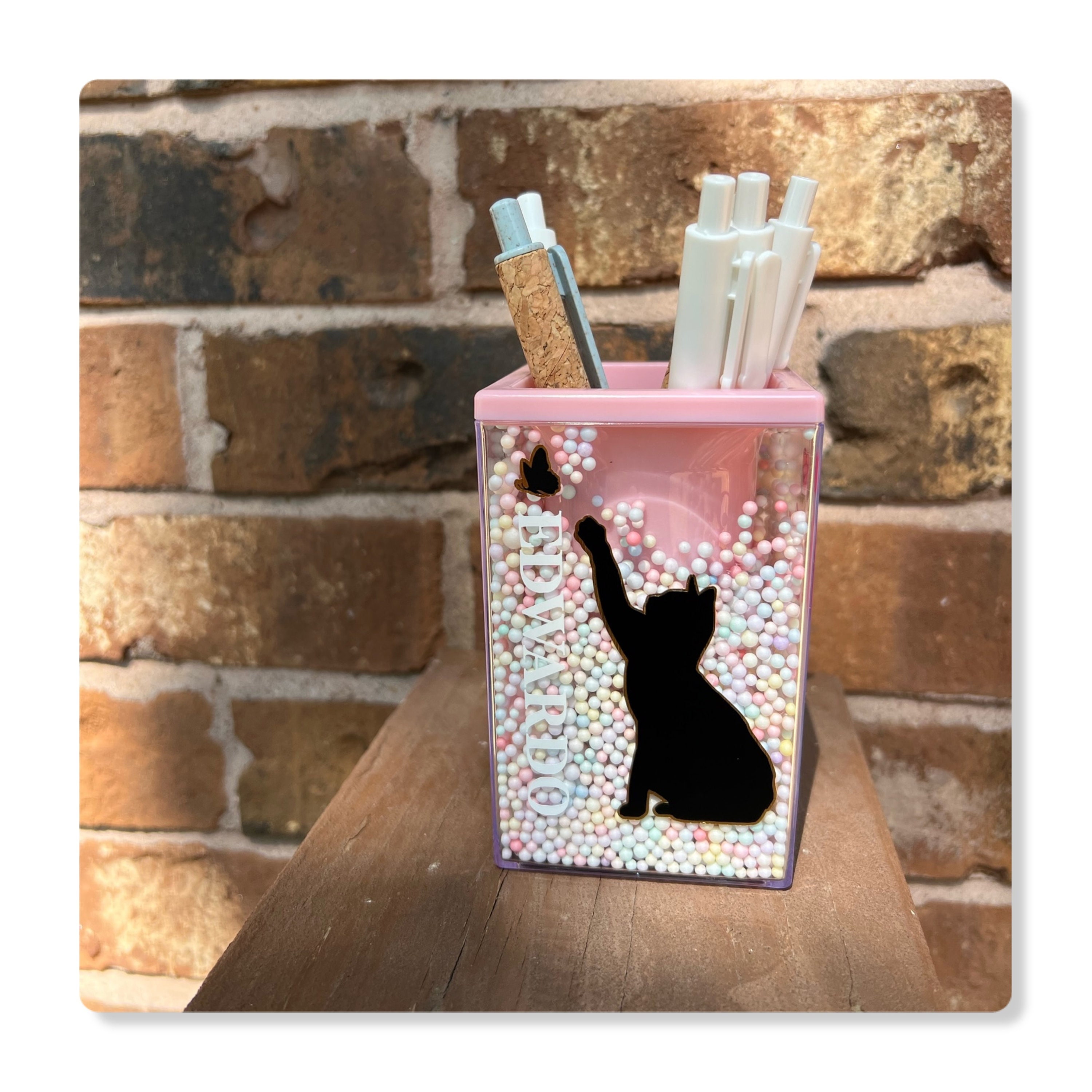 Personalized Pen Holder Cat Pen Holder Cat Name Pen Holder Pencil