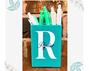 Monogram Pen Holder, Husband Office Gift, Father's Day Personalized Gift, Gift for Coworker