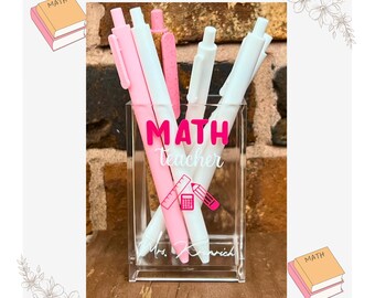 Math Teacher Pen Holder, Personalized Math Teacher Appreciation Gift