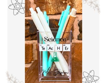 Personalized Science Teacher Pen Holder, Periodic Table, Science Teacher Gift, Biology, Chemistry