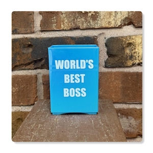 Personalized Boss Pen Holder – “World’s Best Boss” Gift – Boss’s Day, Retirement & Birthday Gift – Custom Desk Organizer - Boss Day - Boss