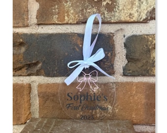Personalized Baby's First Christmas Ornament – Baby Bow Ornament