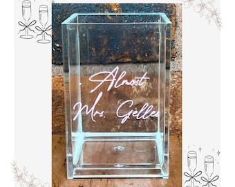 Personalized Bridal Shower Guestbook Pen Holder, Future Mrs Theme Gift