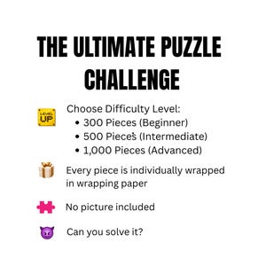 Mystery Jigsaw Puzzle - Wrapped Puzzle Pieces - Impossible Puzzle Challenge - Funny Puzzle Lover Gift - Personalized Gag Gift - Retirement