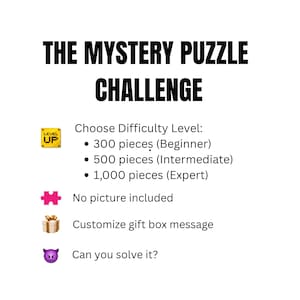 Mystery Jigsaw Puzzle - Mystery Puzzle - Impossible Puzzle Challenge - Funny Puzzle Lover Gift - Personalized Gift - 300 500 or 1,000 pieces