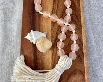 Pink Sea Glass Garland Loop: Coastal Beach House Decor