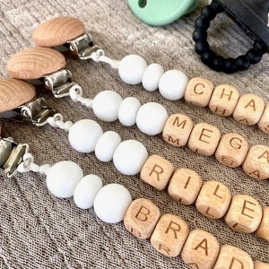 Personalized Pacifier Clip  Newborn gift  Custom Baby Name Personalized Baby Gift Baby Shower Gift Pacifier Holder Boho Baby