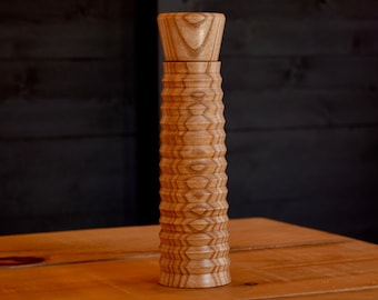 One of a kind Minimalist Carved Ash Wooden Pepper Mill | Handmade in Canada |