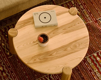 Handmade Mid-Century Round Coffee Table | Retro Elegance for Modern Living |