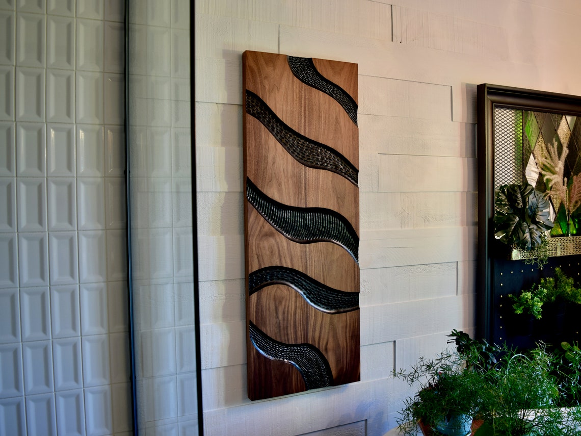 Unique Minimalist Solid Wood Black Walnut Wall Art Carved - Etsy
