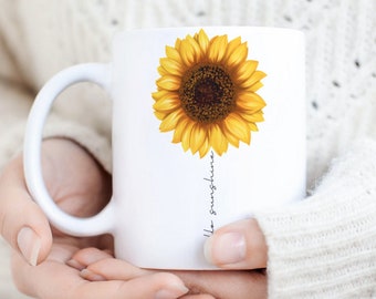 Caneca de girassol, presentes de girassol, xícara de girassol, caneca de café de girassol, xícara de café de girassol, presentes de girassol para ela, presentes de girassol para mulheres