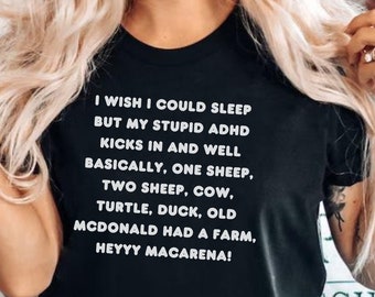 Camiseta TDAH, camiseta ADICIONADA, camiseta TDAH, camisa para transtorno de déficit de atenção, camisa de saúde mental, camiseta de autocuidado, camisas engraçadas, presente para ela ou ele