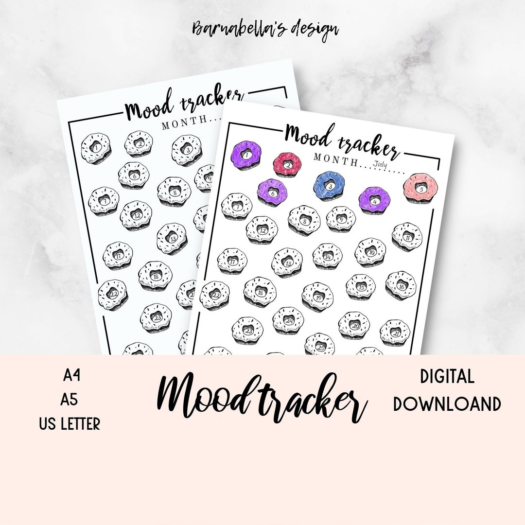 Mood Tracker Donut, Mood Tracker Printable, Mood Chart, Mood Chart ...