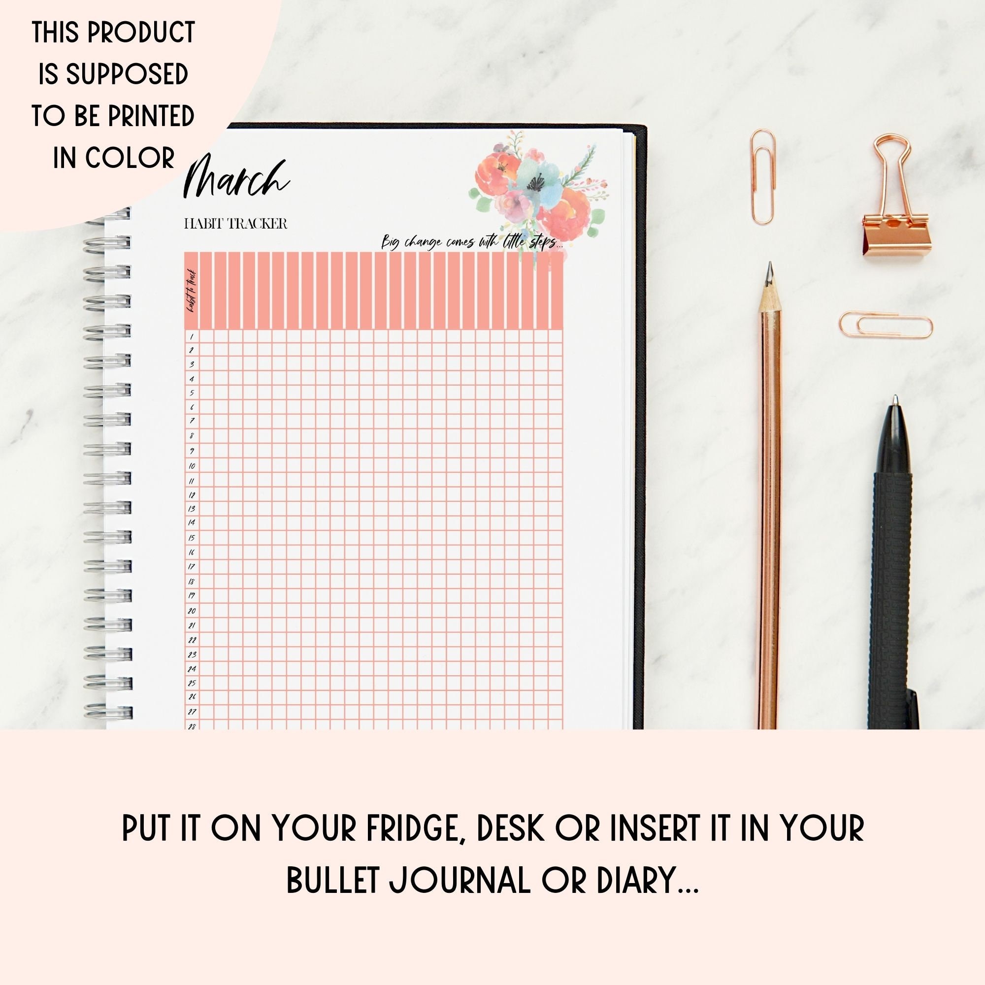 Spring Can Tracker Habit Tracker for Spring, A5 Printable Habit Tracker, Initiative ...