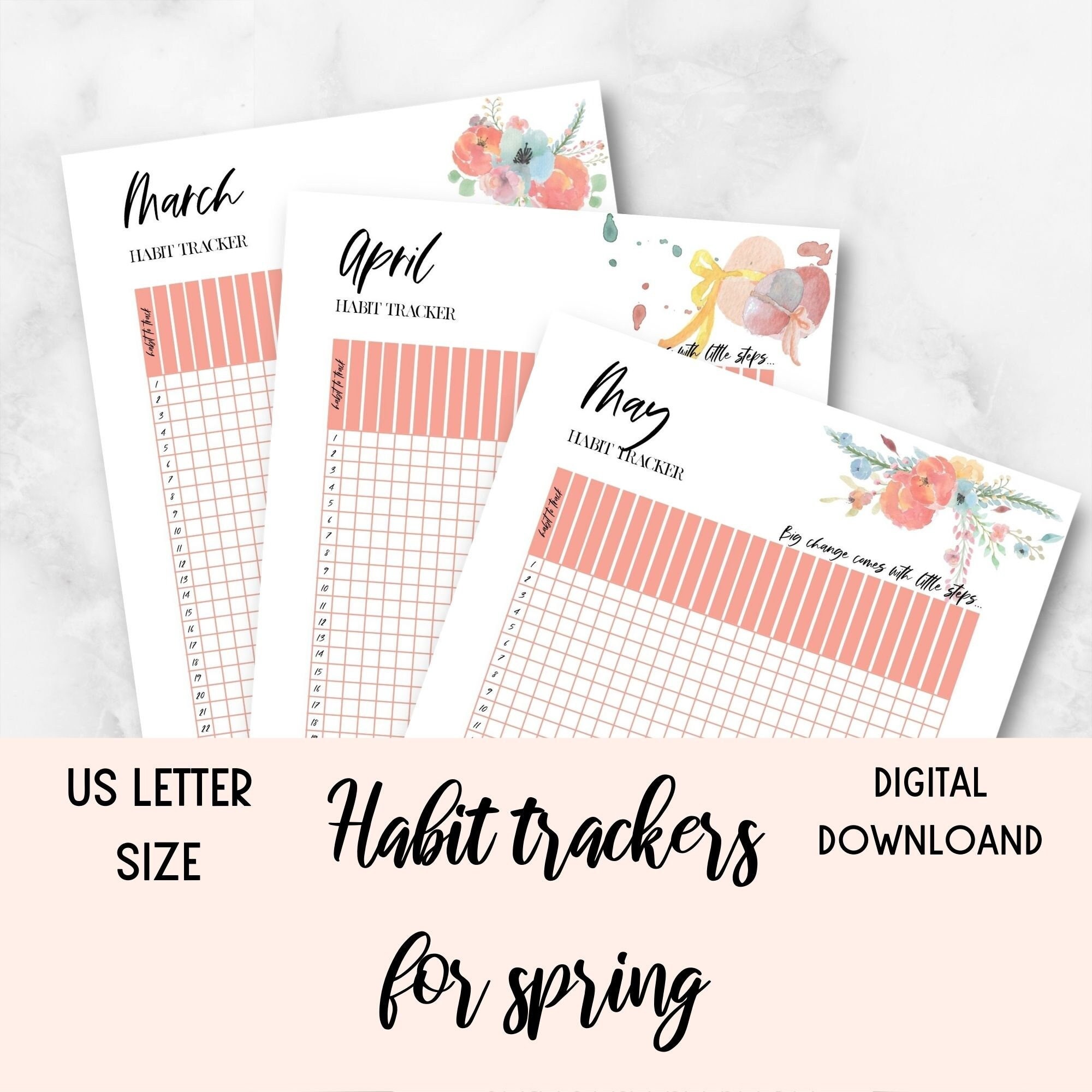 Spring Can Tracker Habit Tracker for Spring US Letter Size Habit Tracker - Etsy