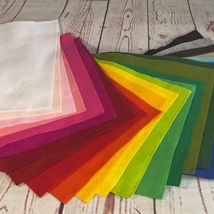 Felt Squares - Bright Colours  - 9&quot; or 12&quot; - Wool Blend Felt