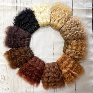 Trama de mohair ondulada de 20 g, 1 metro (39 pulgadas) - Cabello de muñeca mohair - Cabello renacida - Cabello de muñeca natural - Cabello de muñeca Waldorf - Cabello de muñeca Blythe - Rerooting