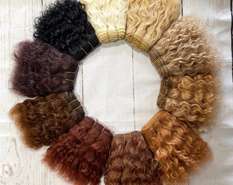 Trame en mohair ondulé 1 mètre (39 pouces) - Cheveux de poupée en mohair - Cheveux de poupée Reborn - Cheveux de poupée naturels - Cheveux de poupée Waldorf - Cheveux de poupée Blythe - Déracinement