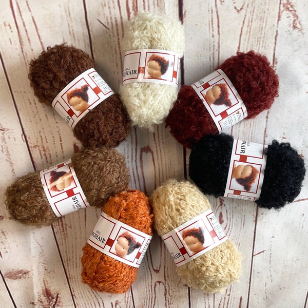 Mohair Bouclè Yarn - De Witte Engel - Mohair Yarn - Doll Hair - Mohair Doll Hair - Natural Doll Hair - Waldorf Doll Hair - Bouclè Yarn