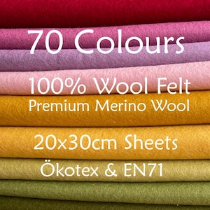 100% Wool Felt - Ökotex & EN71 - 20x30cm - Merino Wool Felt - Crafting Felt - TrueFelt