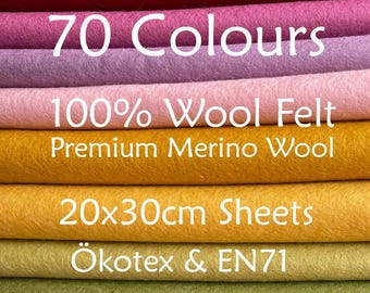 Fieltro 100% lana - Ökotex y EN71 - 20 x 30 cm - Fieltro de lana merino - Fieltro para manualidades - TrueFelt