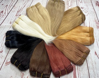 20g gerader Mohair-Weft 1 Meter (39") - Mohair-Puppenhaar - Reborn-Haar - Blythe-Puppenhaar - Natürliches Puppenhaar - Waldorfpuppe - Rerooting