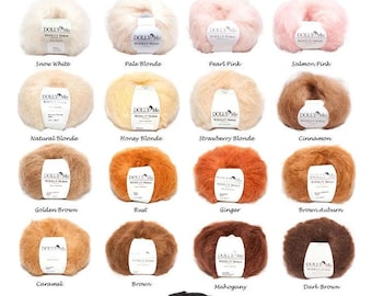 DollyMo - Wolliges Mohair - Mohair Garn - Puppenhaar - Mohair Puppenhaar - Natürliche Puppenhaare - Waldorf Puppenhaar