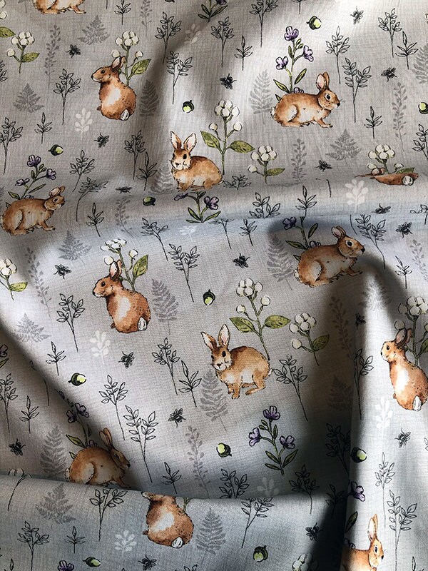 Woodland Rabbits - per Half Metre - Nutex - Woodland Collection - 100% ...