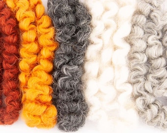 Wool Crêpe - 25cm (aprox. 10") - Pure Wool Crêpe - Curly Crepe Hair - Braided Wool - Braided Doll Hair - Wool Doll Hair