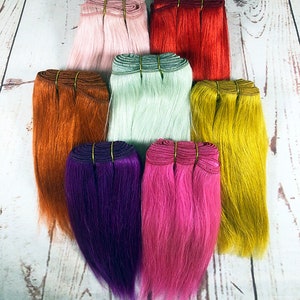 Trama de mohair lacio de 20 g - 1 metro (39") - Colores brillantes - Cabello de mohair para muñecas - Cabello Reborn - Cabello de muñecas Blythe - Peluca BJD - Rerooting
