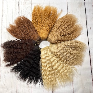 Curly Camel Hair Weft - 100cm of 10-12" long hair  - Aprox. 25g - Natural Doll Hair - Blythe Doll - Waldorf Doll - Reborn Hair - Rerooting
