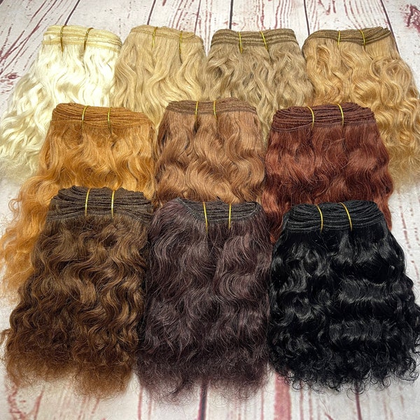 Gewellter Mohair Schussfaden 5 Meter - Mohair Puppenhaar - Reborn Haar - Natürliches Puppenhaar - Waldorf Puppenhaar - Blythe Puppenhaar - Rerooting