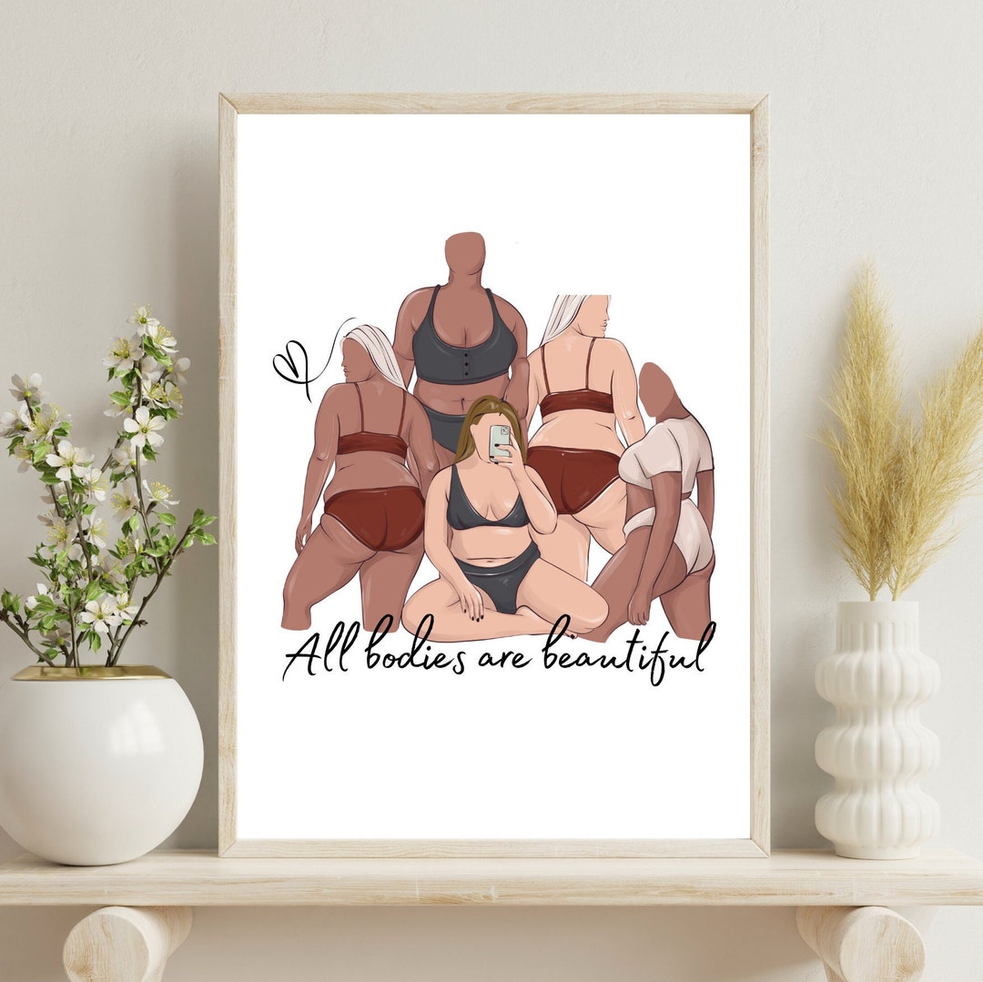 Body Positivity Wall Print, Curvy Female Body Art, Female Torso Picture