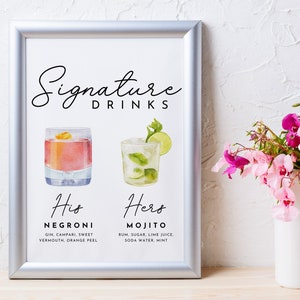 Bar Sign Template (Customizable, Signature Drink, Bar Menu Template, Modern Editable Drink Menu Template, Minimalist Printable Bar Menu)