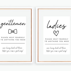 Bathroom Sign Templates-Ladies and Gentlemen (Customizable, Wedding Bathroom Sign, Bathroom Sign Template, Modern Editable Wedding Template)