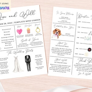 Wedding Program Template (Customizable, Watercolor Wedding Program, Unique Wedding Program, Fun Wedding Program, Wedding Timeline Template)