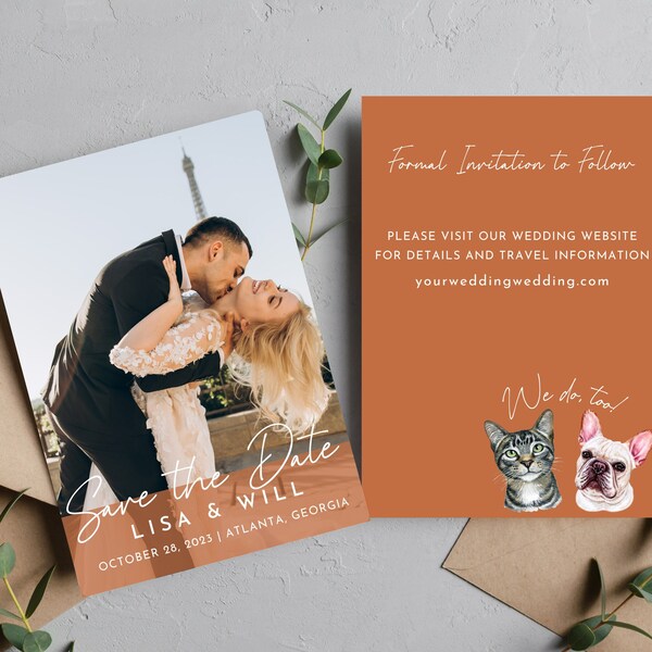 Save the Date Wedding Template (Customizable, Pets Save the Date, Photo Save the Date, Minimalist Save the Date, Modern Save the Date)