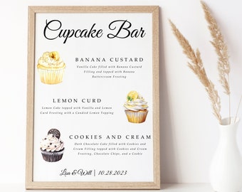 Cupcake Sign Template (Customizable, Cupcake Wedding Sign, Cupcake Reception Sign, Dessert Menu, Cupcake Sign, Wedding Cupcake Flavors)