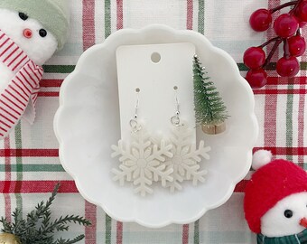 Let It Snow! | Epoxy Resin Earrings | Snowflake Christmas Dangles