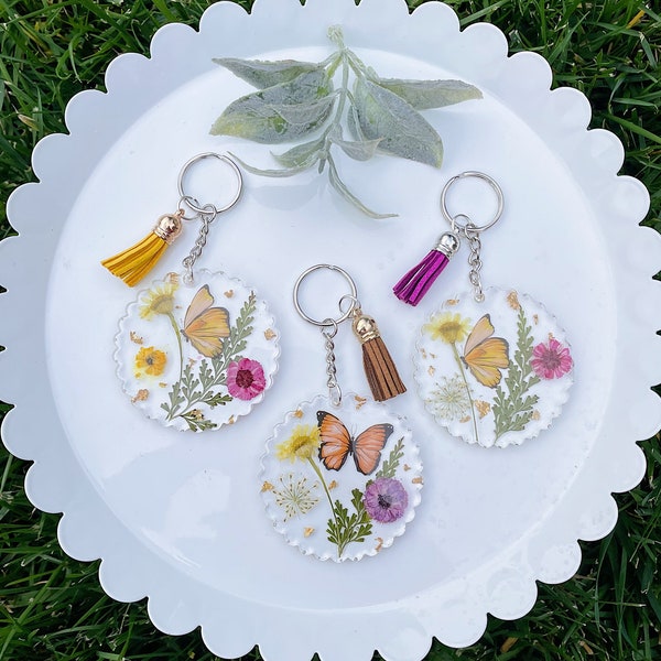Floral and Butterfly | Resin Keychain