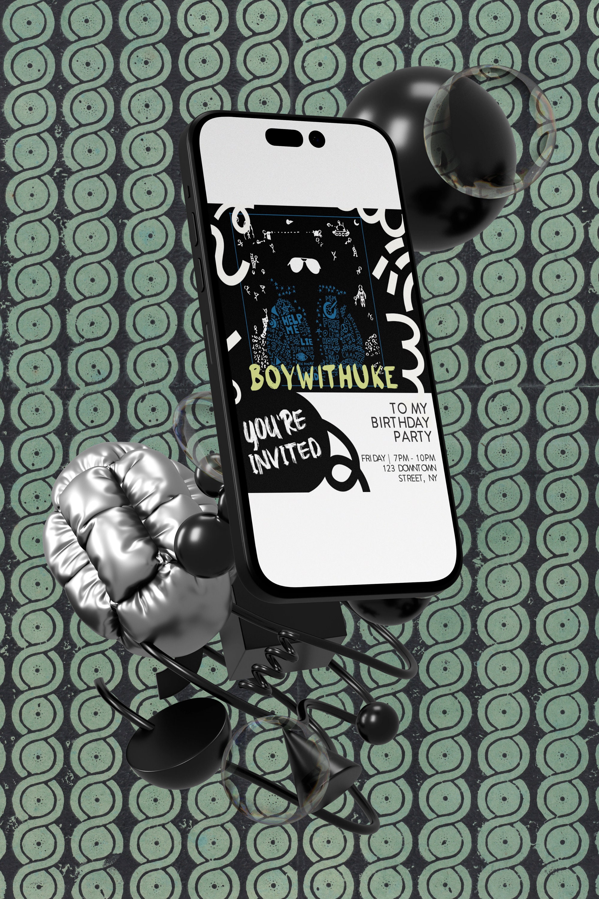 BOYWITHUKE Birthday Party Invitation Digital Download Customizable PNG