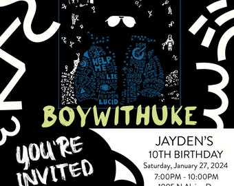 BOYWITHUKE Birthday Party Invitation Digital Download Customizable PNG JPG